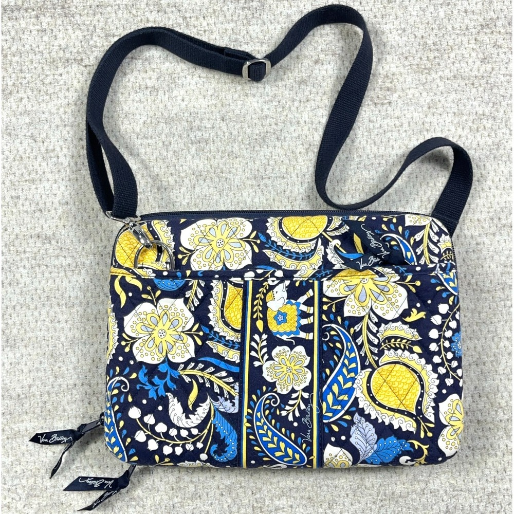Vera Bradley Ellie Blue Hard Shell Case Kindle iPad Tablet Crossbody w/ Strap
